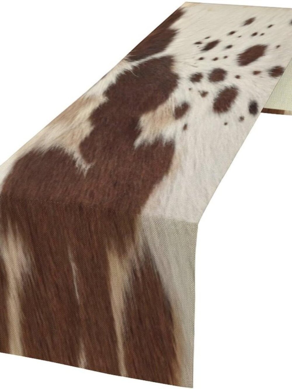 Cow Print Table Runner, Brown Cowhide Print Western Style Table Runner Country F